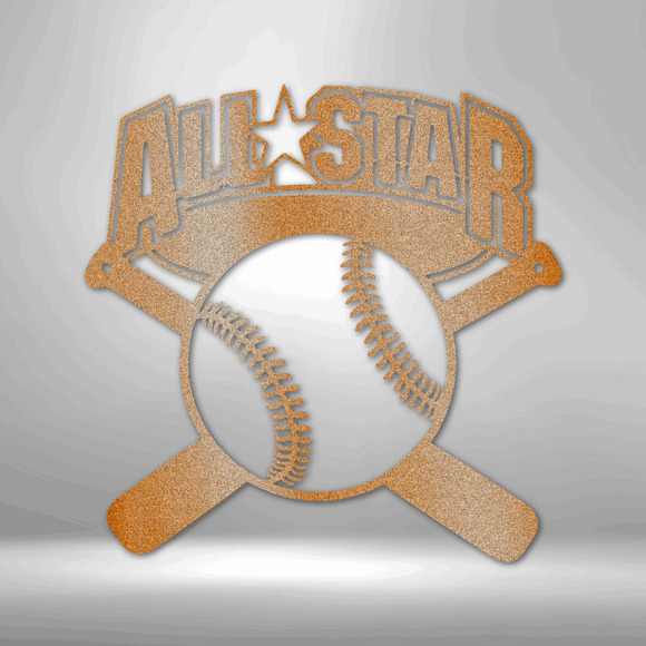 All Star Baseball Fan Steel Sign Laser Cut Powder Coated Home & Office Metal Wal